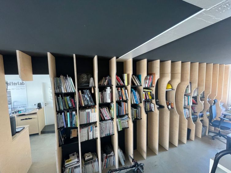 aménagement design bois bibliothèque bureaux la Rochelle
