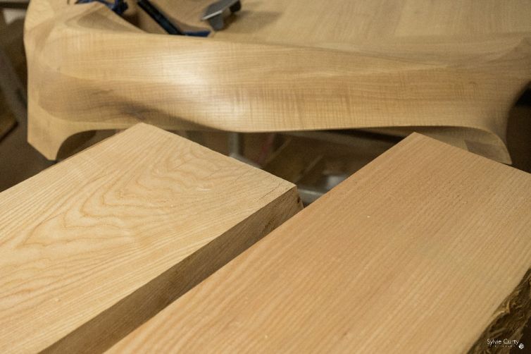 bois brut fabrication usinage mobilier haut de gamme atelier F&V
